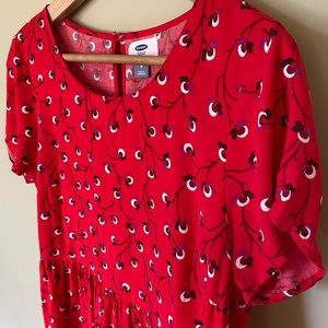 OLD NAVY Red Floral Print Dress